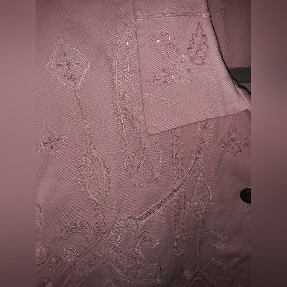 Chico's Vintage Pink Embroidered Denim Jacket - Picture 5 of 5